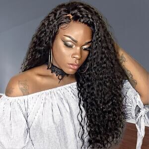 Women's Brazilian Human Long Curly Wavy Hair Wig Dark Brown Hair